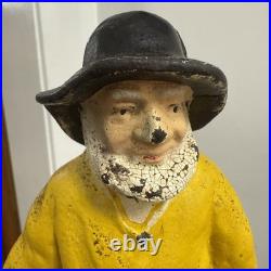 Antique Cast Iron Old Salt Nautical Sailor Fisherman Doorstop