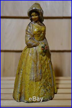 Antique Cast Iron Original Paint Victorian Women Woman Lady Door Stop Gift