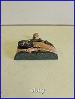 Antique Cast Iron Painted Victorian Lady Holding Parasol & Hat Box Doorstop