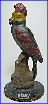 Antique Cast Iron Parrot Doorstop Decorative Arts Bird Figural Statue Door Stop