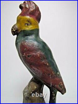 Antique Cast Iron Parrot Doorstop Decorative Arts Bird Figural Statue Door Stop
