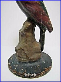 Antique Cast Iron Parrot Doorstop Decorative Arts Bird Figural Statue Door Stop