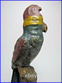 Antique Cast Iron Parrot Doorstop Decorative Arts Bird Figural Statue Door Stop