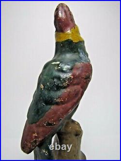 Antique Cast Iron Parrot Doorstop Decorative Arts Bird Figural Statue Door Stop