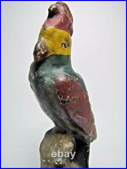 Antique Cast Iron Parrot Doorstop Decorative Arts Bird Figural Statue Door Stop