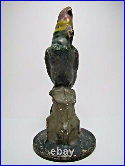 Antique Cast Iron Parrot Doorstop Decorative Arts Bird Figural Statue Door Stop