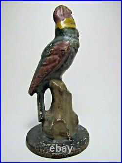 Antique Cast Iron Parrot Doorstop Decorative Arts Bird Figural Statue Door Stop