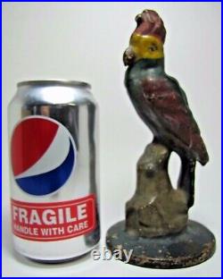 Antique Cast Iron Parrot Doorstop Decorative Arts Bird Figural Statue Door Stop
