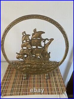 Antique Cast Iron Pirate Ship Doorstop Decorative Art Speaker Frame 18