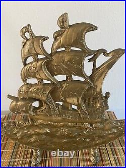 Antique Cast Iron Pirate Ship Doorstop Decorative Art Speaker Frame 18