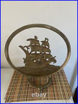 Antique Cast Iron Pirate Ship Doorstop Decorative Art Speaker Frame 18