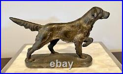 Antique Cast Iron Pointer English Setter Hunting Dog Doorstop Bookend