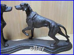 Antique Cast Iron Pointer Hound Dogs Doorstop Decorative Art Statue Male Female