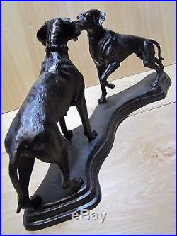 Antique Cast Iron Pointer Hound Dogs Doorstop Decorative Art Statue Male Female