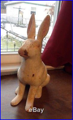 Antique Cast Iron Rabbit Doorstop Yard Art large heavy full size bunny No Reserv