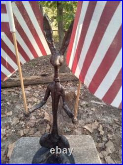 Antique Cast Iron Rabbit Statue Doorstop