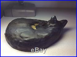 Antique Cast Iron SLEEPING CAT Doorstop, Albany or National Foundry, Orig. Paint