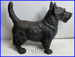 Antique Cast Iron Scottie Terrier Dog Hubley Doorstop 1930's