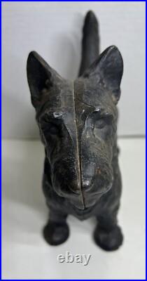 Antique Cast Iron Scottie Terrier Dog Hubley Doorstop 1930's