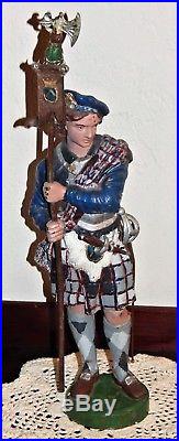 Antique Cast Iron Scottish Highlands Tartans Figurine Man Door Stop Doorstop