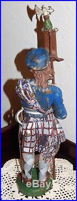 Antique Cast Iron Scottish Highlands Tartans Figurine Man Door Stop Doorstop