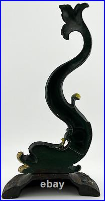 Antique Cast Iron Sea Serpent / Dolphin / Koi Fish Doorstop
