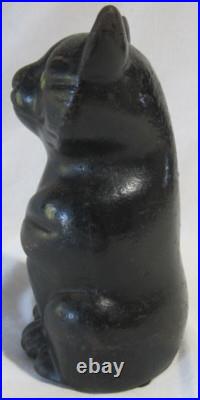 Antique Cast Iron Sitting Black Cat Doorstop Hubley/Albany Green Glass Eyes 7 Antique Cast Iron Sitting Black Cat Doorstop Hubley/Albany Green Glass Eyes 7
