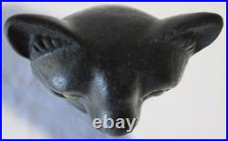 Antique Cast Iron Sitting Black Cat Doorstop Hubley/Albany Green Glass Eyes 7 Antique Cast Iron Sitting Black Cat Doorstop Hubley/Albany Green Glass Eyes 7