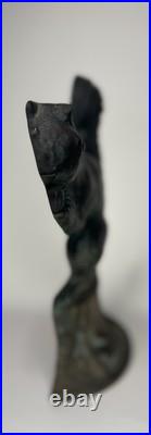 Antique Cast Iron Squirrel Door Stop Eating A Nut Sitting On A Stump