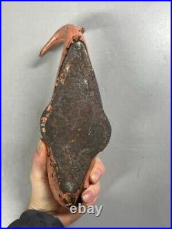 Antique Cast Iron Whale Doorstop Rustic Nautical Design Original Pink Paint