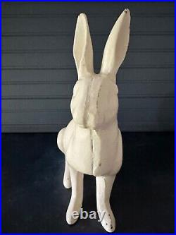 Antique Cast Iron White Rabbit Door Stop-Garden Statue-Cottagecore