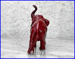 Antique Cast Metal Red Elephant Doorstop Sculpture