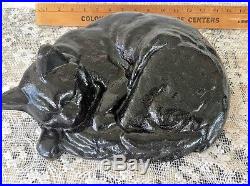 Antique Cat Napping Cast Iron Doorstop National Foundry 1932 Statue Art Albany