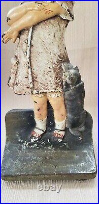 Antique Cat Scratch Girl #1271 Cast Iron Doorstop, Judd Foundry