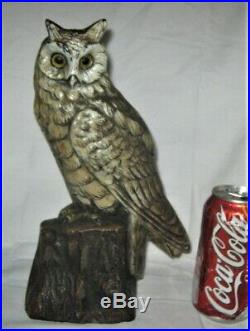 Antique Cjo Judd # 1287 Cast Iron Owl Tree Stump Art Statue Sculpture Doorstop