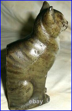 Antique Cjo Judd Cast Iron Green Eye Cat Toy Doorstop Art Statue Door Sculpture