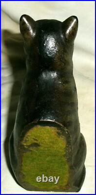 Antique Cjo Judd Cast Iron Green Eye Cat Toy Doorstop Art Statue Door Sculpture