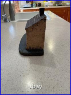 Antique Cottage Cast Iron Doorstop Original Paint 7.5x3x4