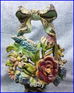Antique Creations Co. #163 Mixed Flowers in Woven Basket Cast Iron Door Stop