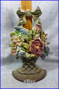 Antique Creations Co. #163 Mixed Flowers in Woven Basket Cast Iron Door Stop