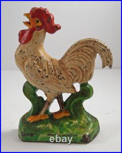 Antique Crowing Rooster Cast Iron Doorstop Farm Barn Chicken Country Americana Antique Crowing Rooster Cast Iron Doorstop Farm Barn Chicken Country Americana
