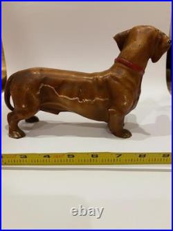 Antique Dachshund Dog Cast Iron Hubley Doorstop Rare Red Circa 1930's