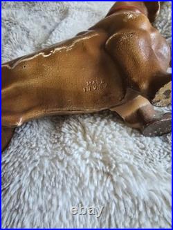 Antique Dachshund Dog Cast Iron Hubley Doorstop Rare Red Circa 1930's