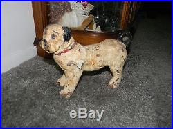 Antique Dog Door Stop Vintage Stopper Cast Iron 11 Pounds Standing Pug Very Old