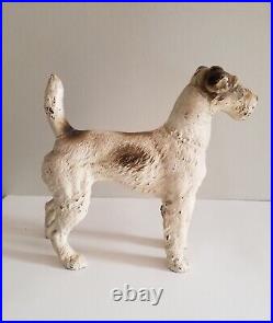 Antique Dog Doorstop Statue Cast Iron Art Sculpture Vintage Fox Terrier Figure