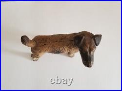 Antique Dog Doorstop Statue Cast Iron Sculpture Vintage Wire Fox Terrier