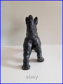 Antique Dog Doorstop Statue Cast Iron Scultpure Vintage Scottish Terrier Scottie