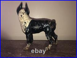 Antique Dog Sculpture -Boston Terrier Cast Iron Doorstop