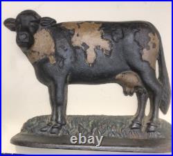 Antique Doorstop Cast Iron Dairy Cow Original Paint 7 1/2 Antique Doorstop Cast Iron Dairy Cow Original Paint 7 1/2