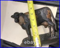 Antique Doorstop Cast Iron Dairy Cow Original Paint 7 1/2 Antique Doorstop Cast Iron Dairy Cow Original Paint 7 1/2